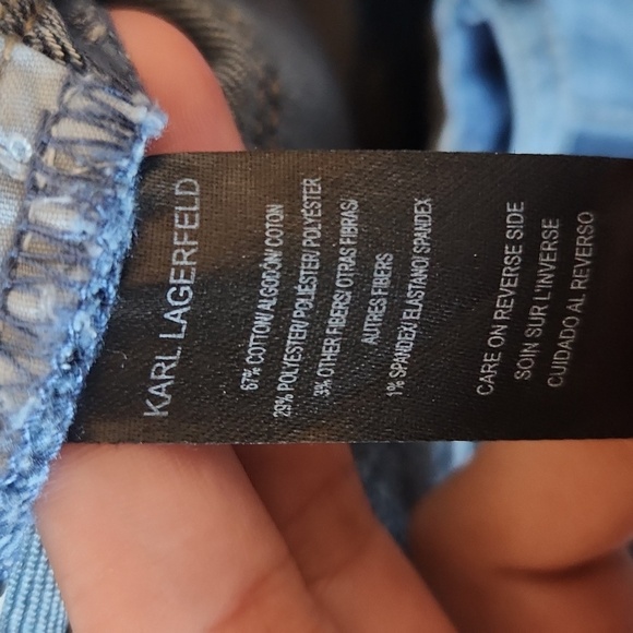 Karl Lagerfeld Double Raw Hem Denim Button Fly Jean Skirt - Picture 5 of 5